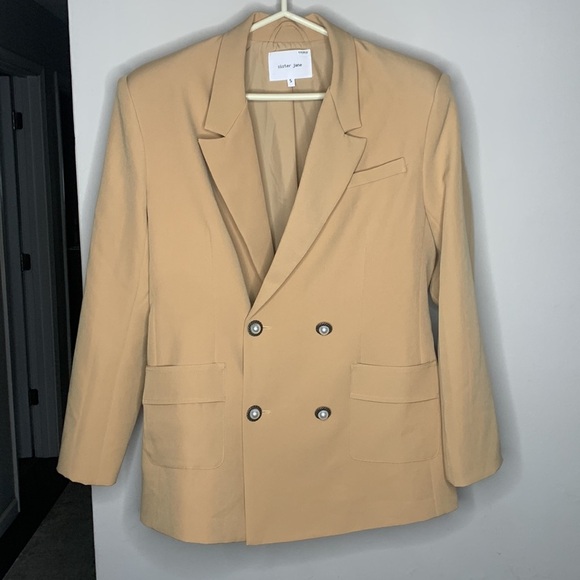 Sister Jane Harlow Double-Breasted Neutral Tan Blazer Coat Jacket size Small - Picture 2 of 16